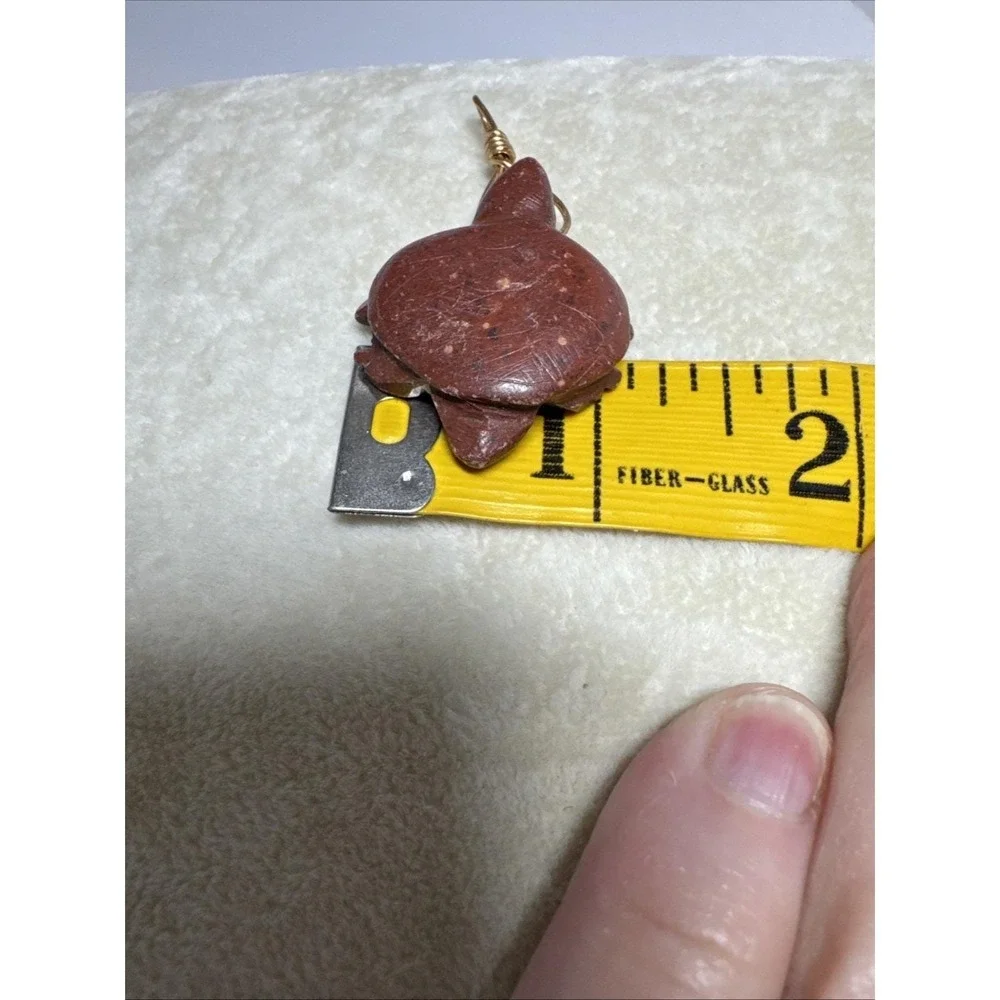 Hand Carved Red‎ Stone Turtle Pendant Wire Wrapped Animal Totem Figurine